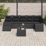 Sofa Set with Cushion 8 pcs Black Poly Rattan - Side View