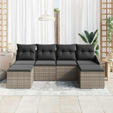 Sofa Set with Cushion 6 pcs Grey Poly Rattan - Side View