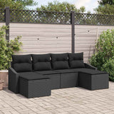 Sofa Set with Cushion 6 pcs Black Poly Rattan