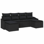 Sofa Set 6 pcs Black Poly Rattan