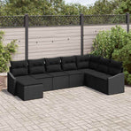 Sofa Set 8 pcs Black Poly Rattan
