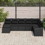 Sofa Set 8 pcs Black Poly Rattan