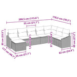 Sofa Set with Cushion 8 pcs Black Poly Rattan