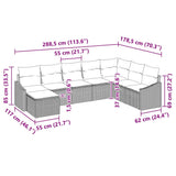 Sofa Set with Cushion 8 pcs Black Poly Rattan - Extra Image