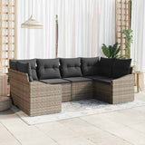 Sofa Set 6 pcs Grey Poly Rattan