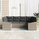 Sofa Set with Cushion 6 pcs Grey Poly Rattan - Side View