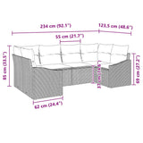 Sofa Set with Cushion 6 pcs Grey Poly Rattan - Low Angle