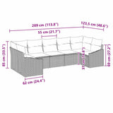 Sofa Set with Cushion 7 pcs Grey Poly Rattan - Low Angle