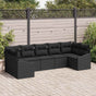 Sofa Set 7 pcs Black Poly Rattan