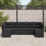 Sofa Set with Cushion 7 pcs Black Poly Rattan - Side View