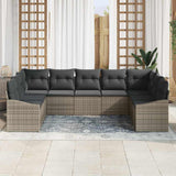Sofa Set 9 pcs Grey Poly Rattan