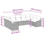 Garden Sofa Set 9 pcs Grey Poly rattan - Low Angle