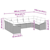 Sofa Set with Cushion 9 pcs Black Poly Rattan