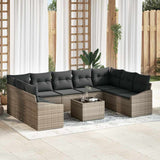 Garden Sofa Set 10 pcs Grey Poly rattan