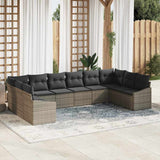 Sofa Set with Cushion 10 pcs Grey Poly Rattan