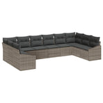 Sofa Set 10 pcs Grey Poly Rattan