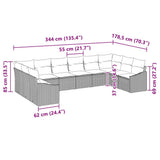 Sofa Set 10 pcs Black Poly Rattan