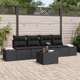 Sofa Set with Cushion Manual 5 pcs Black Poly Rattan