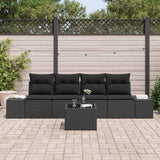 Garden Sofa Set with Cushion Manual 5 pcs Black 55 x 55 x 37 cm - Side View