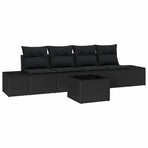 Sofa Set 5 pcs Black 55 x 55 x 37 cm Poly Rattan