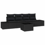 Garden Sofa Set with Cushion Manual 5 pcs Black 55 x 55 x 37 cm - Front View