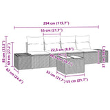 Garden Sofa Set with Cushion Manual 5 pcs Black 55 x 55 x 37 cm - Low Angle
