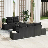 Garden Sofa Set with Cushion 6 pcs Black Poly Rattan