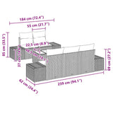 Garden Sofa Set with Cushion 6 pcs Black Poly Rattan - Low Angle