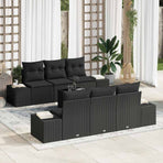 Garden Sofa Set 7 pcs Black Poly Rattan