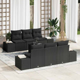 Garden Sofa Set with Cushion 7 pcs Black Poly Rattan