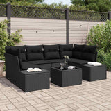 Garden Sofa Set with Cushion 7 pcs Black Poly Rattan