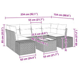 Garden Sofa Set with Cushion 7 pcs Black Poly Rattan