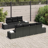 Garden Sofa Set with Cushion 8 pcs Black Poly Rattan - Side View