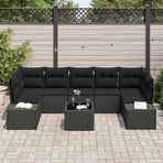 Garden Sofa Set 8 pcs Black Poly Rattan