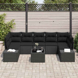 Garden Sofa Set 8 pcs Black Poly rattan - Side View