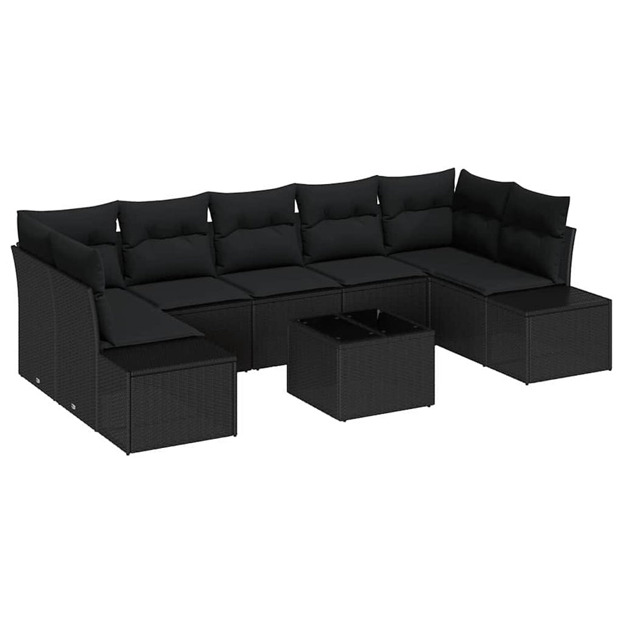 Garden Sofa Set 8 pcs Black Poly Rattan
