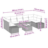 Garden Sofa Set with Cushion 8 pcs Black Poly Rattan