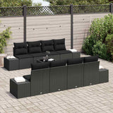 Garden Sofa Set with Cushion 7 pcs Black 294 x 62 x 69 cm - Side View