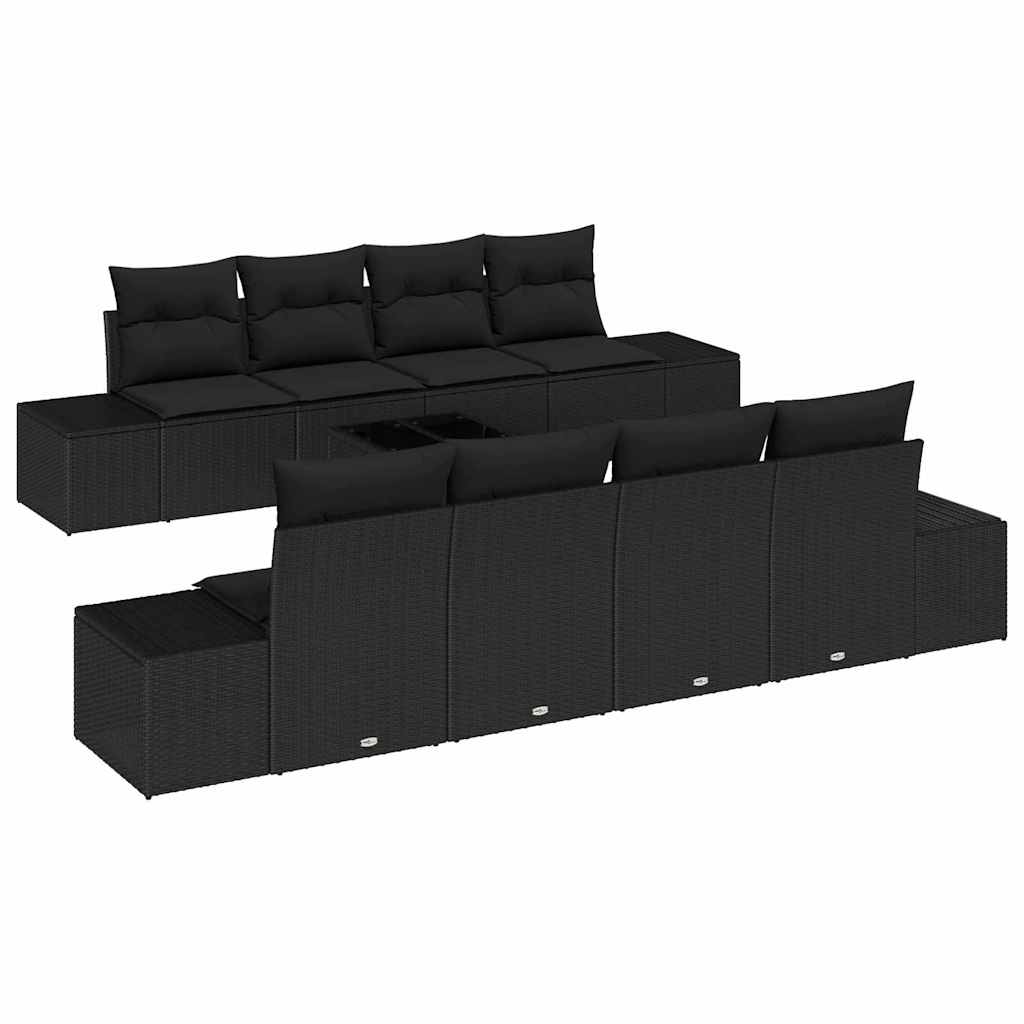Garden Sofa Set with Cushion Manual 7 pcs Black Poly Rattan