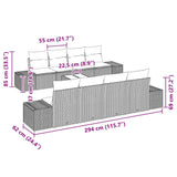 Garden Sofa Set with Cushion 7 pcs Black 294 x 62 x 69 cm - Low Angle