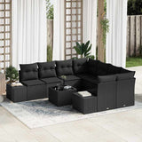 Garden Sofa Set 9 pcs Black Poly Rattan
