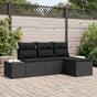 Garden Sofa Set 4 pcs Black Poly Rattan