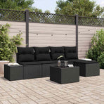Garden Sofa Set 6 pcs Black Poly Rattan