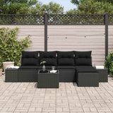 Garden Sofa Set with Cushion 6 pcs Black Poly Rattan