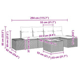 Garden Sofa Set with Cushion 6 pcs Black Poly Rattan - Extra Image