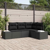 Garden Sofa Set 4 pcs Black Poly Rattan