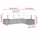 Garden Sofa Set 4 pcs Black Poly Rattan - Low Angle
