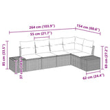Garden Sofa Set 5 pcs Black Poly Rattan - Low Angle