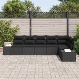 Garden Sofa Set with Cushion 6 pcs Black Poly Rattan - Side View