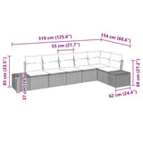 Garden Sofa Set with Cushion 6 pcs Black Poly Rattan - Low Angle